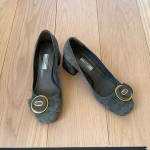 Hold for hshop22 - Prada Logo Button Suede Block Heel